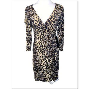 Express Long Sleeve Leopard Print Wrap Dress Size Small Vintage EUC